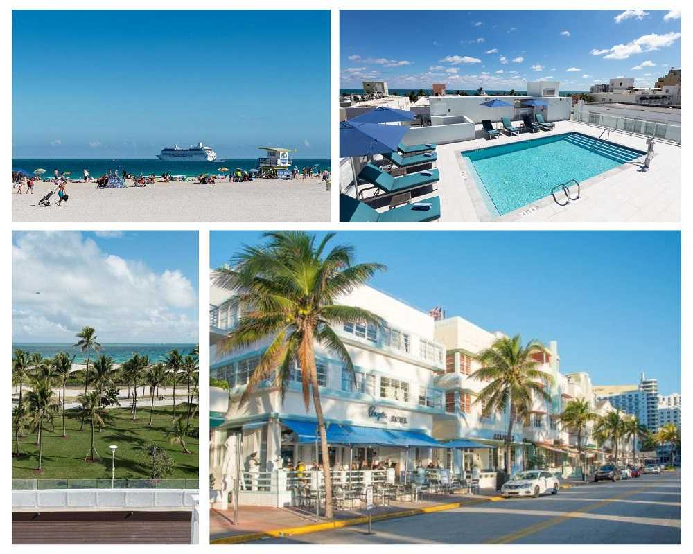 Cheap Hotels in Miami by the Beach: A collage of pictures showcasing Penguin hotel in Miami.
