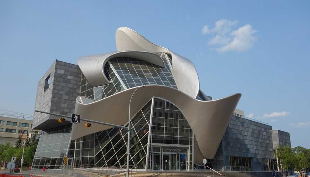 Art gallery of Alberta. A modern building in Edmonton with a curved roof.