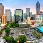 An aerial view of one of the largest cities in the USA, Charlotte, North Carolina.
